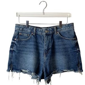 Denim Co. High Waist Raw Hem Jean Shorts